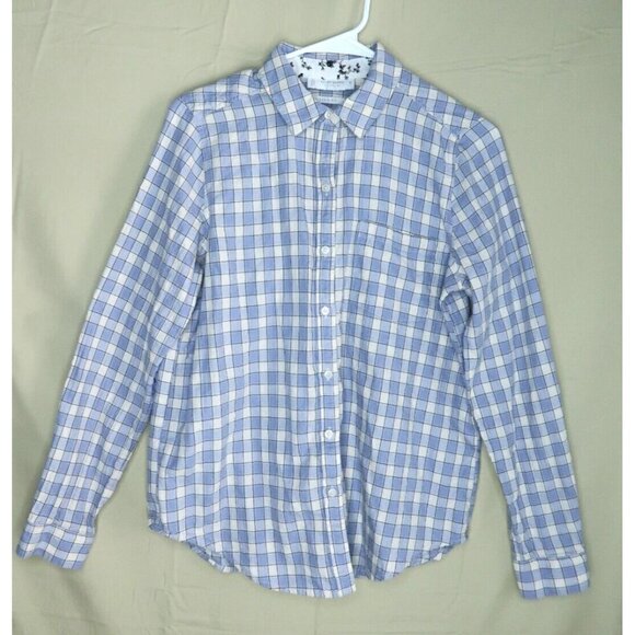 Lucky Brand Button Up Flannel Shirt Men's Small Blue White Plaid Long Sleeves - Picture 1 of 9